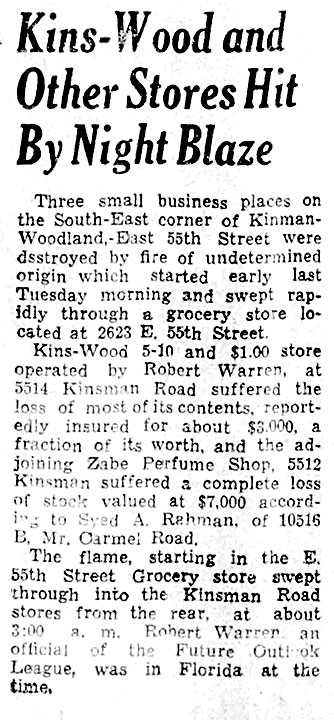 Call and Post article about Zabe Perfume fire, 1945