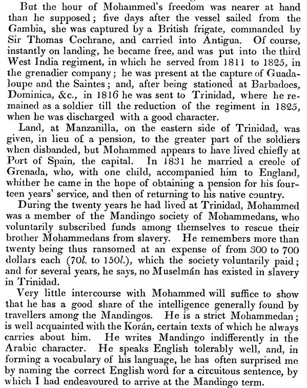 Page from Some Account of Mohammedu-Siseï, published in The Journal of the Royal Geographical Society of London, 1838