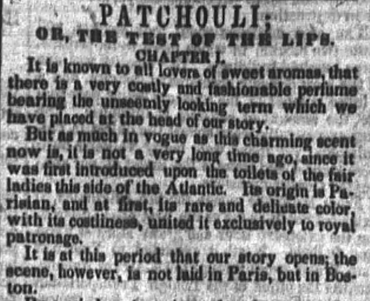Cincinnati Enquirer article on patchouli perfume, 1850