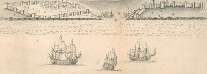 A view of Rabat and Salé from the sea, 1677