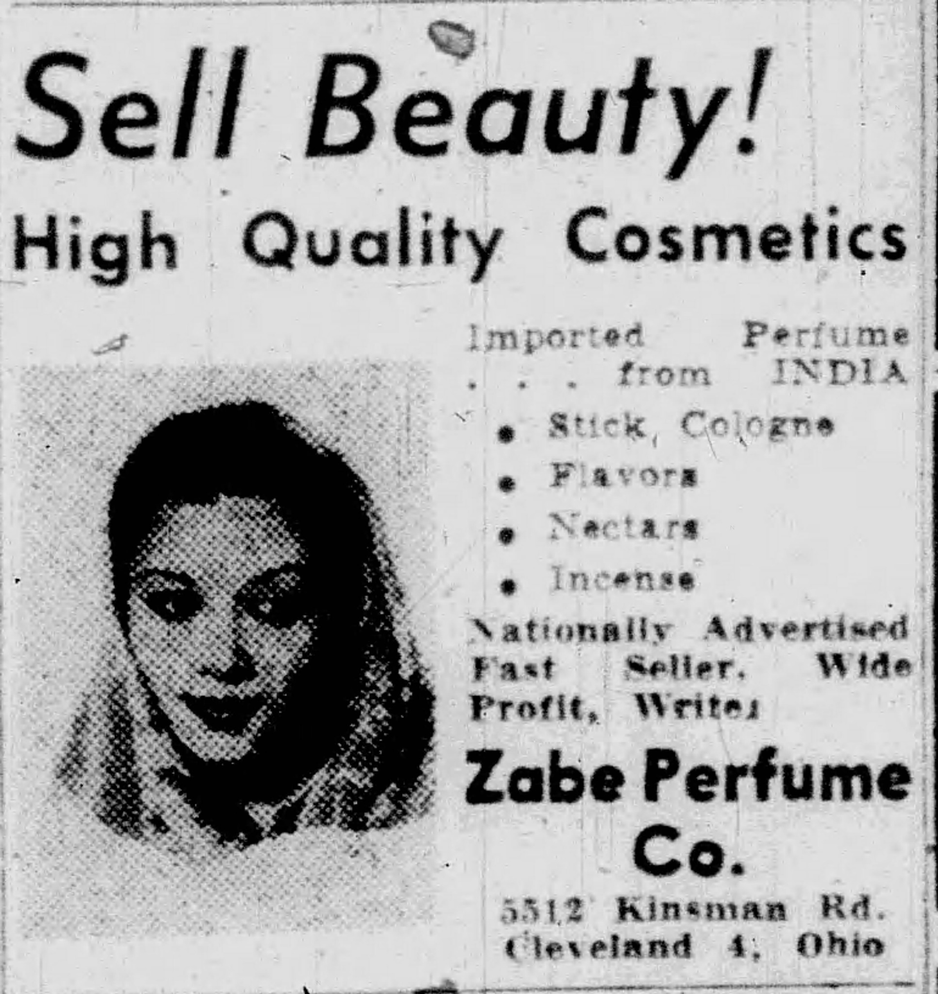Zabe Perfume advertisement in the New Pittsburgh Courier, 1953